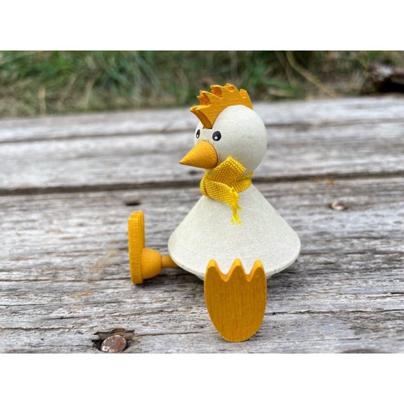 Vintage Swedish Wood Chicken Figurine Shelf Sitter - Picture 8 of 10